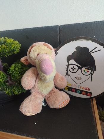 Peluche Tigrou Disney Nicotoy vichy satin orange jaune ancien carreau vintage