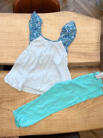 Ensemble okaidi jacadi liberty 10 12 ans fille été débardeur dos nu legging