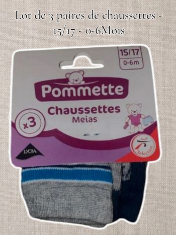 Lot de 3 paires de chaussettes - 15/17 - 0-6Mois
