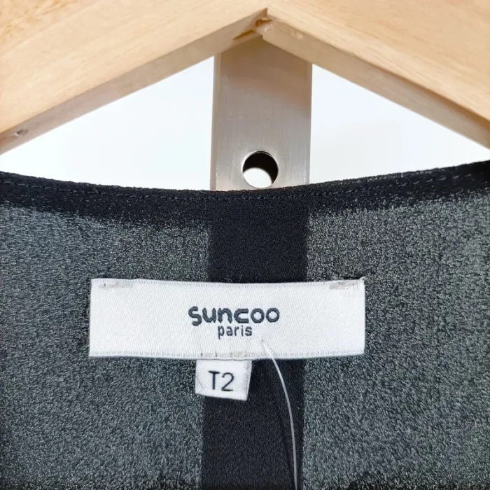 Robe noire fluide léopard ton sur ton Suncoo Paris taille T2 (M) A1082 - photo numéro 8