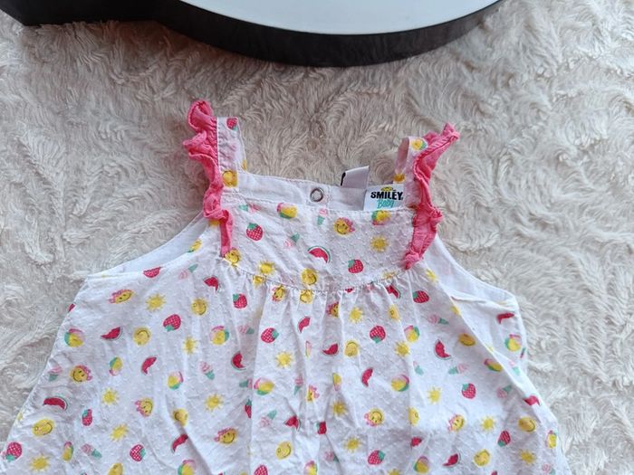 Robe bretelles été + body intégré Fille 3 mois Fruits Smiley Baby 100% coton - photo numéro 3