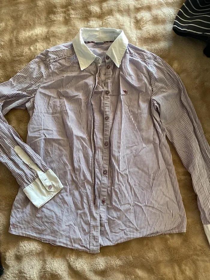 Chemise rayée violet blanc Esprit - photo numéro 2