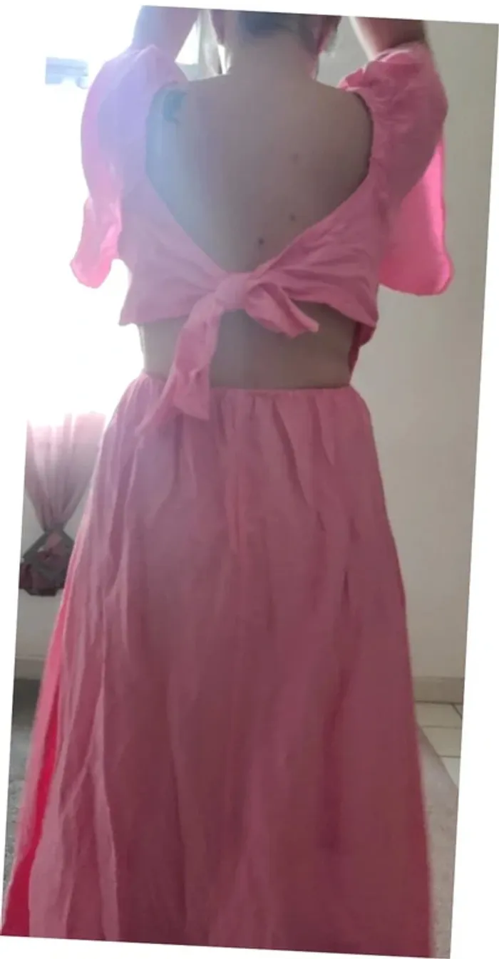 Robe longue rose taille S - photo numéro 4