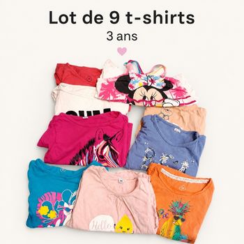👕🌈 Lot de 9 t-shirts – 3 ans 🌈👕