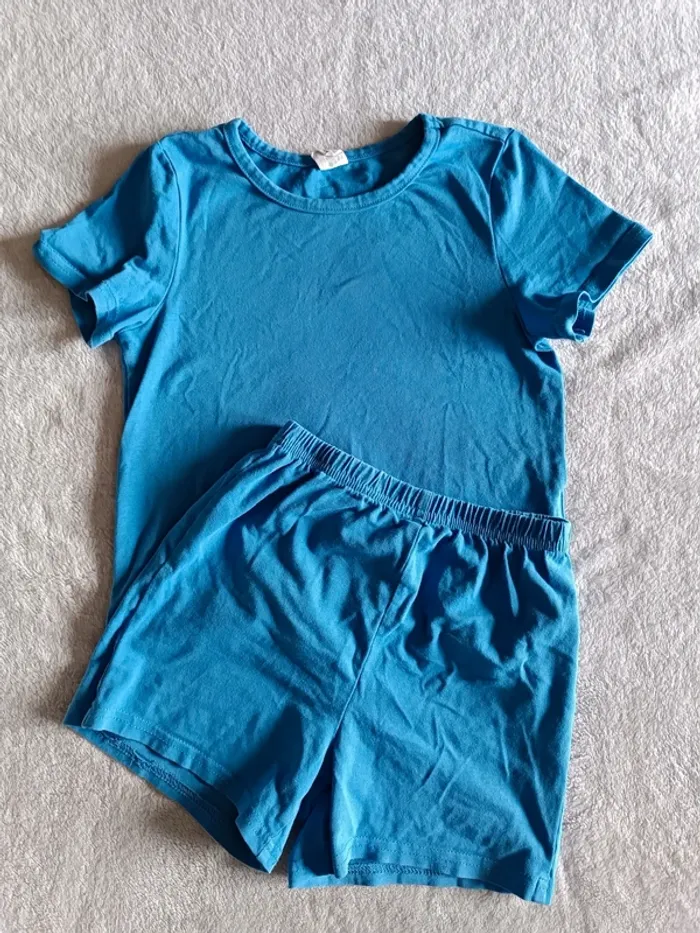 Pyjama short bleu uni mixte - photo numéro 2