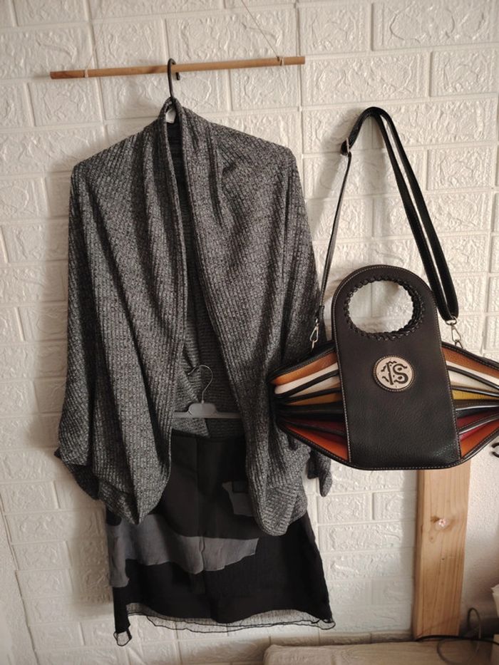 Ensemble jupe, cardigan et sac accordéon - photo numéro 2