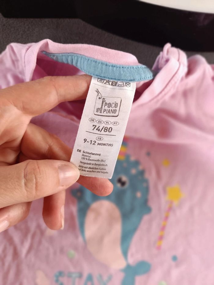 Pyjama 2 pièces été léger Fille 9/12 mois narval licorne Poco piano 100% coton - photo numéro 4