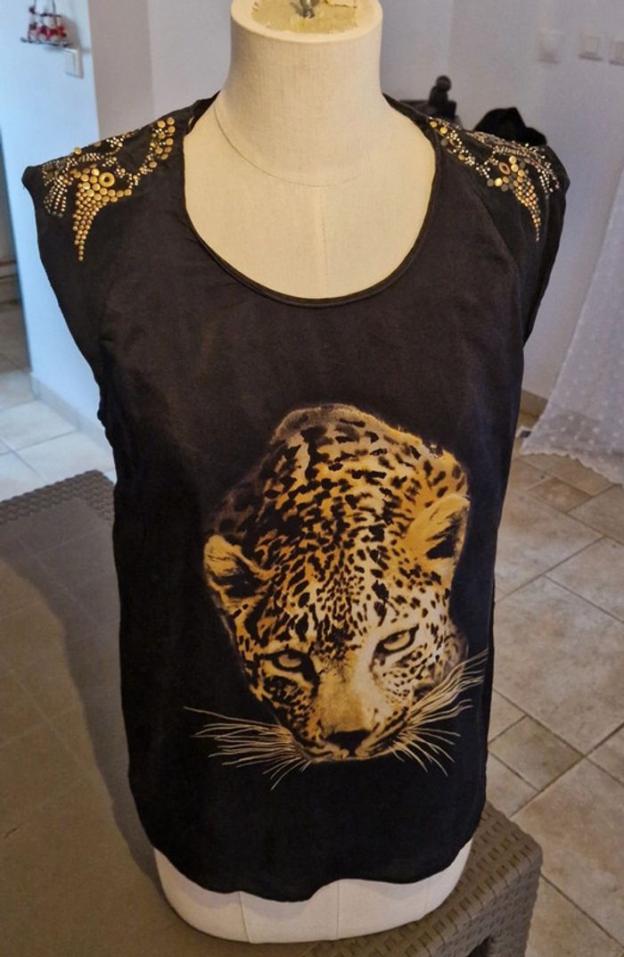 Debardeur en soie, motif léopard - photo numéro 3