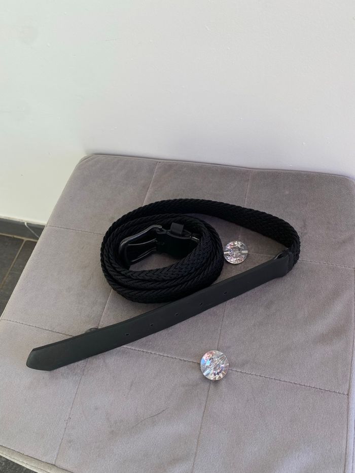 Ceinture en cuir noir Brice ajustable grande taille - photo numéro 2