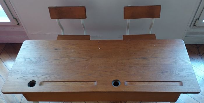 Double pupitre d'écolier vintage - photo numéro 9