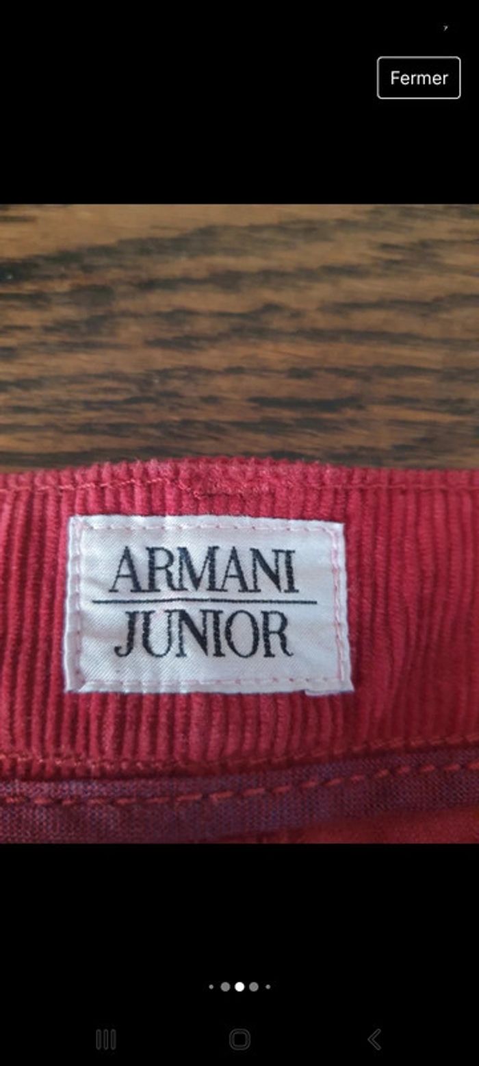 Pantalon Armani junior 12ans en velour Rouge - photo numéro 5