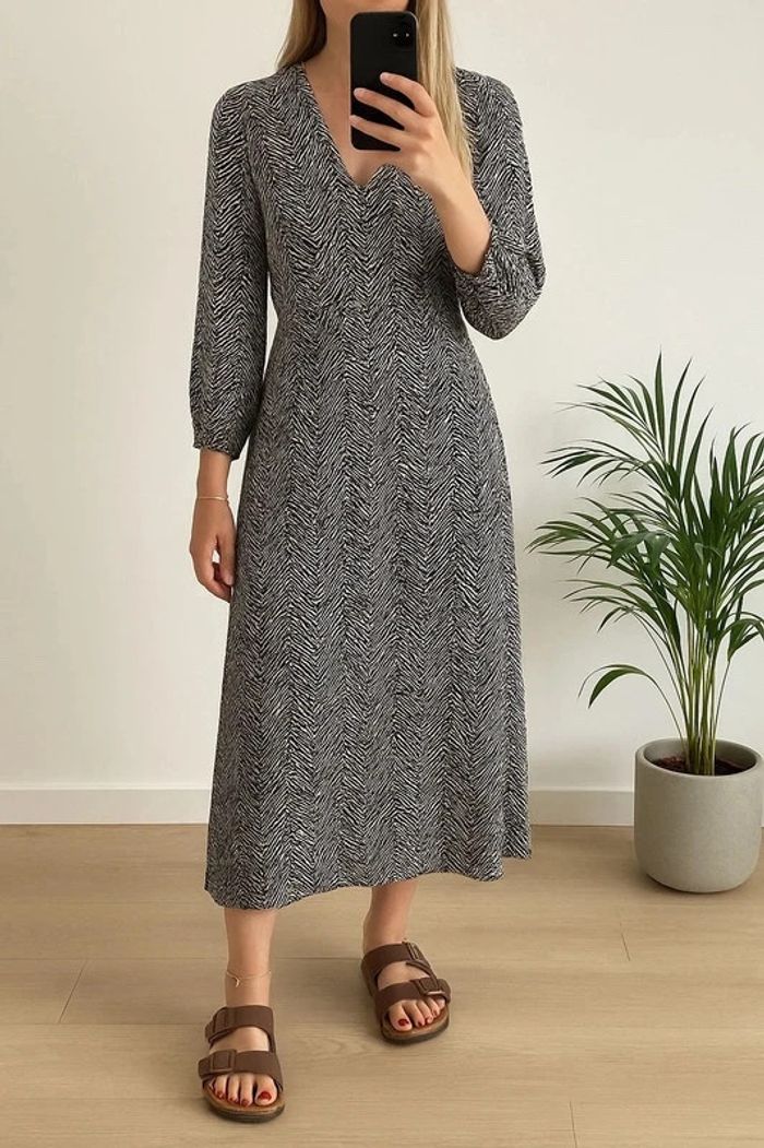 Robe longue motif noir blanc lurex An’ge taille 1