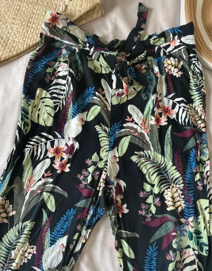 Pantalon fluide fleurie coloré taille L pimkie léger - photo numéro 2