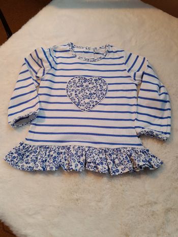 ​Adorable Tunique  Marinière Cœur Floral - 23 Mois - 60% Coton