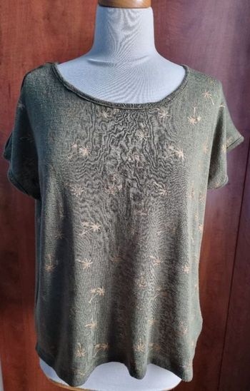 T-shirt kaki motifs palmiers taille L