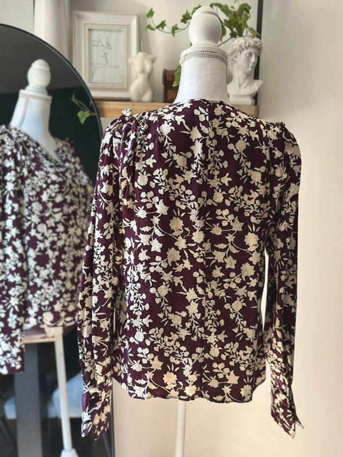 Blouse imprimé floral bordeaux Mango taille S - photo numéro 7