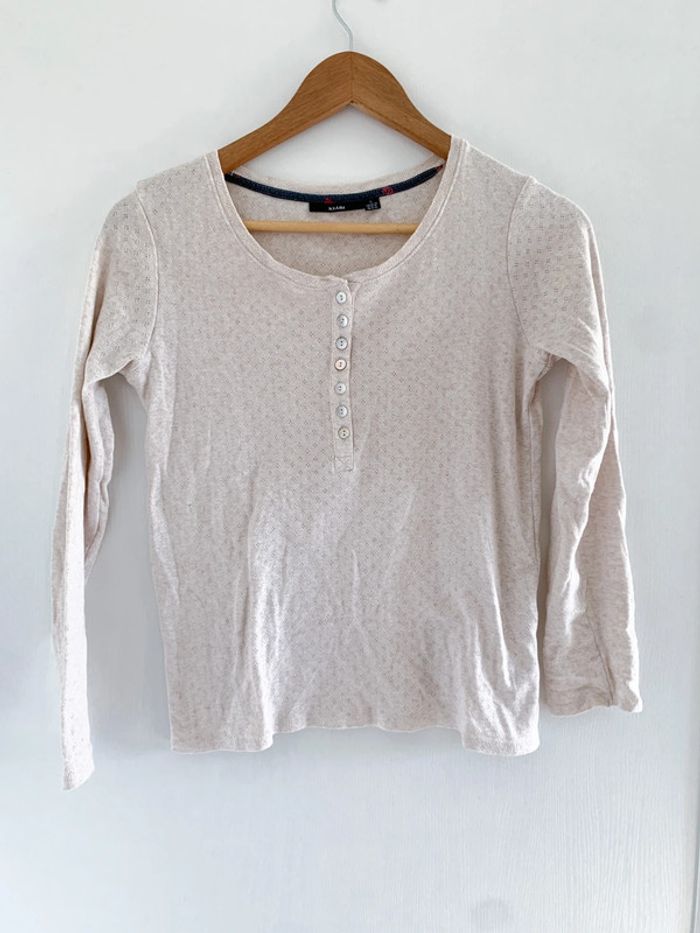 Haut à broderie pyjama beige Kiabi