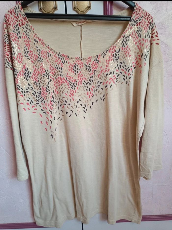 Haut Camaïeu beige imprimé T.3(40) - photo numéro 2