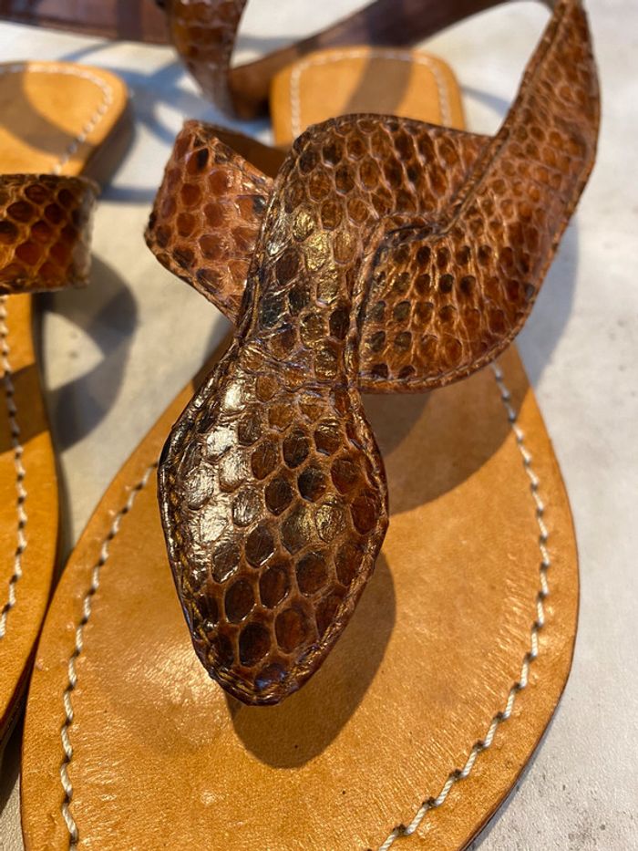 Sandales vintage en cuir python pointure 38 - photo numéro 5
