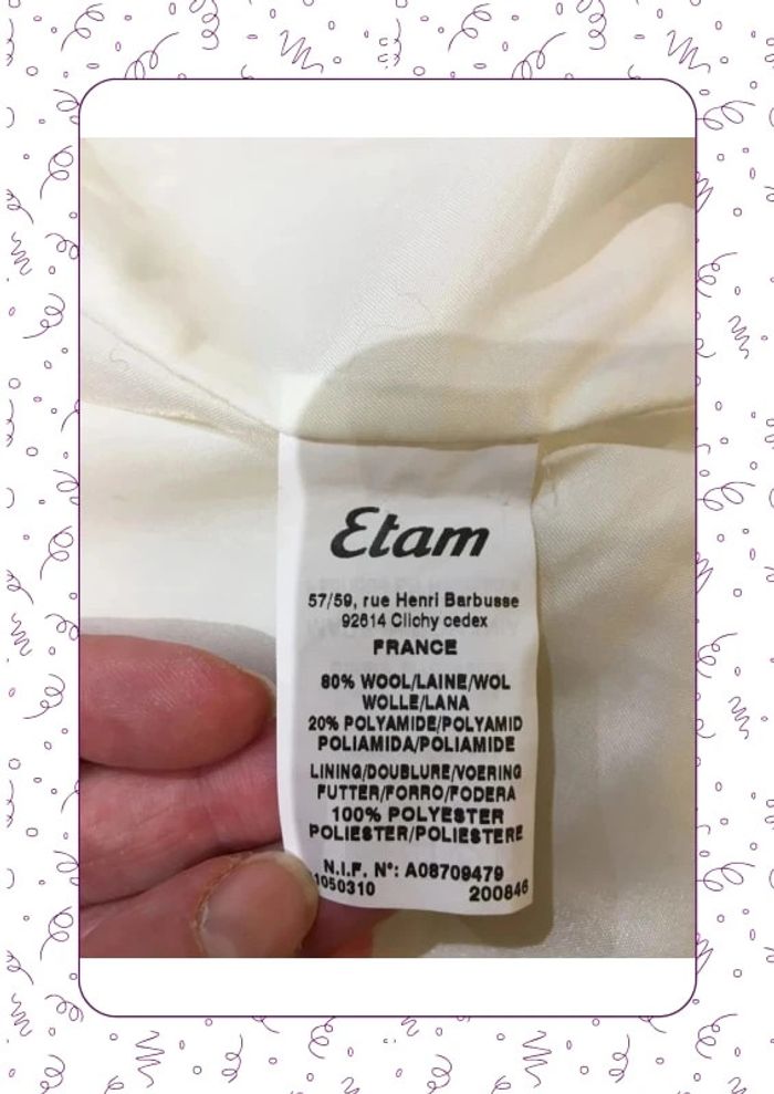 Manteau en laine crème etam - photo numéro 7