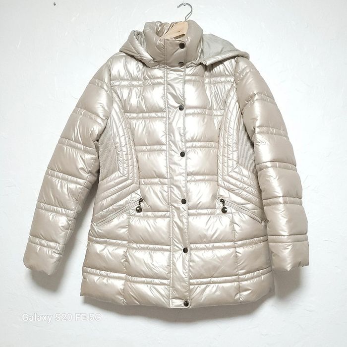 Doudoune manteau femme beige métallisé Saturne taille L