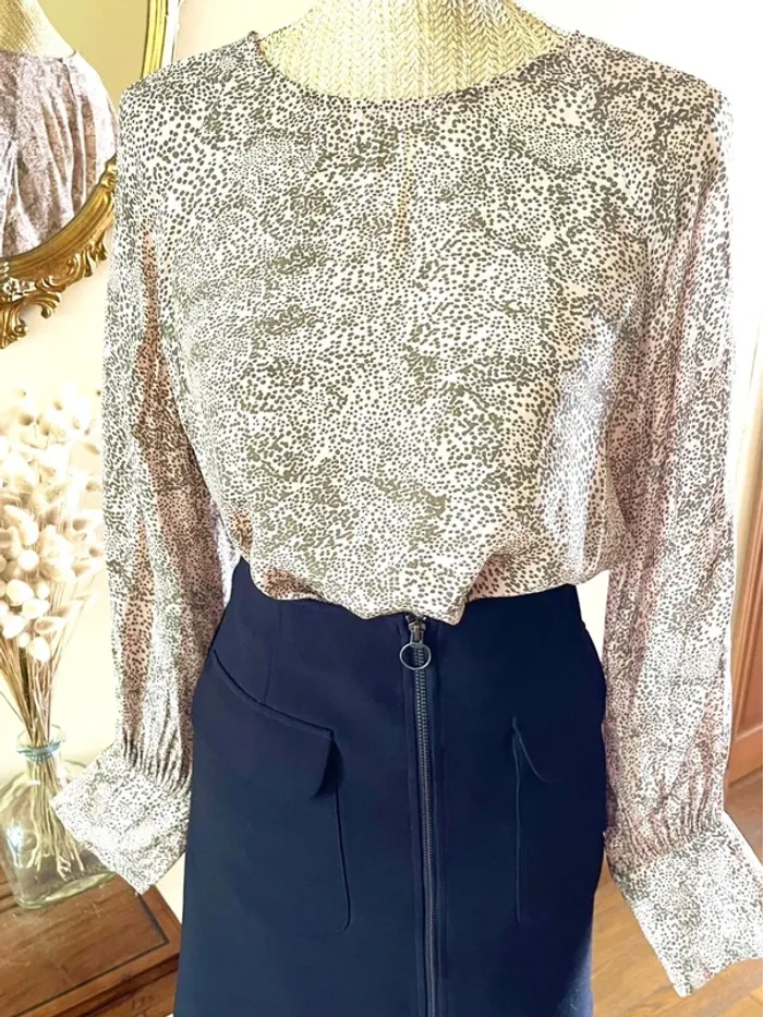 Sublime blouse manche longue fluide mango taille XL rose à motif - photo numéro 10