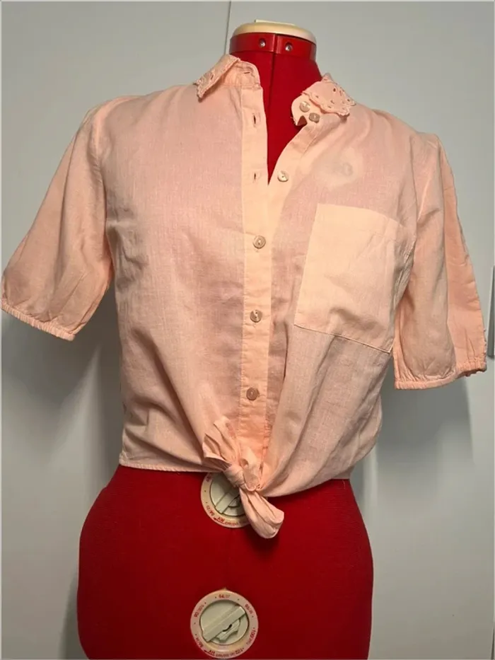 Chemisier rose saumon à dentelle Pimkie