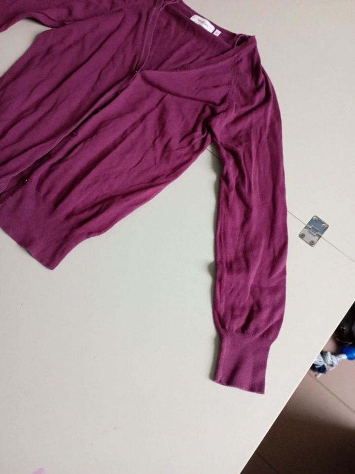 Gilet col v violet yessica c&A XS à bouton - photo numéro 3