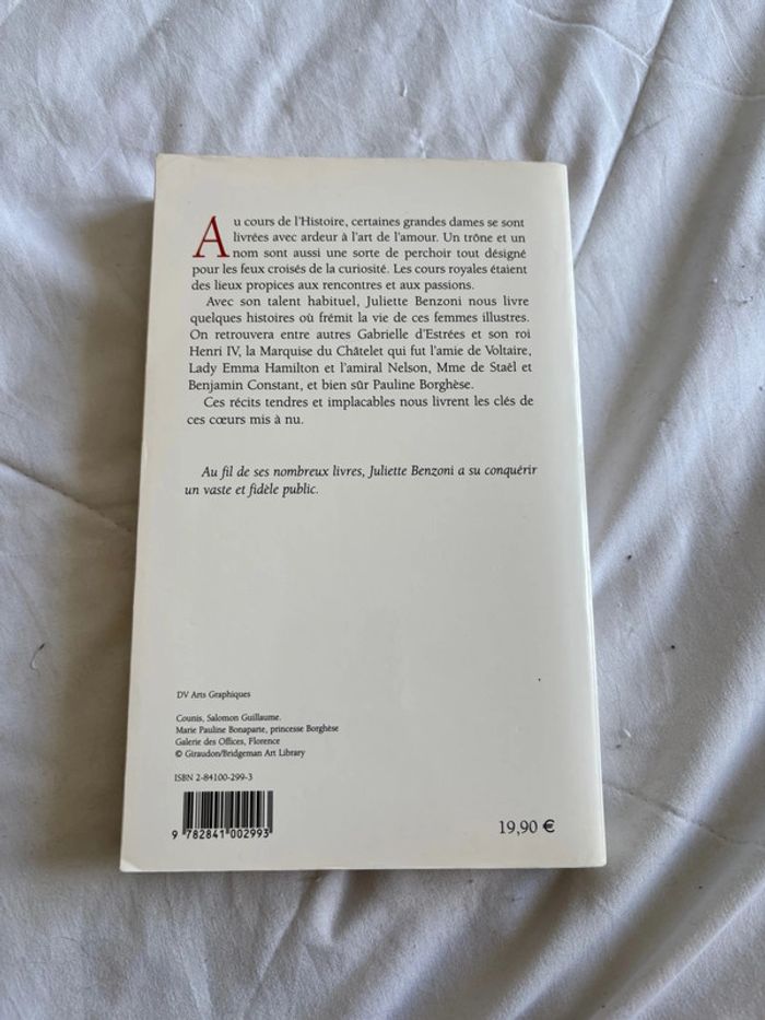 Livre Elles ont aimé – Juliette Benzoni – Édition Bartillat – Histoire & amour - photo numéro 3