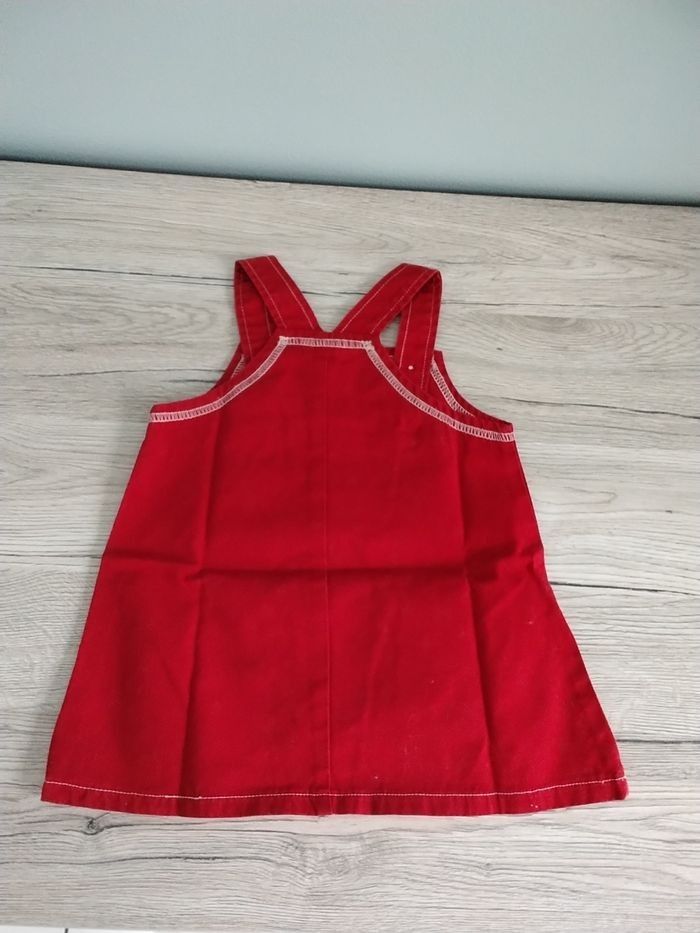 Robe salopette rouge poissons glou glou 6 mois fille - photo numéro 2