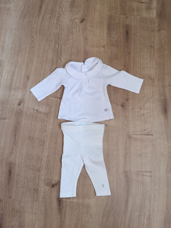 T-shirt et legging blanc 1 mois