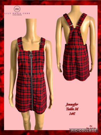 🍒 Robe salopette à carreaux Jennyfer – Rouge & Noir – Taille M SOLDÉ -20% 🍒
