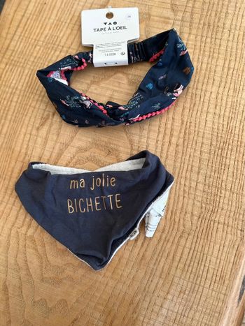 Ensemble lot tape à l’œil bavoir foulard triangle bandeau neuf 3-9 mois