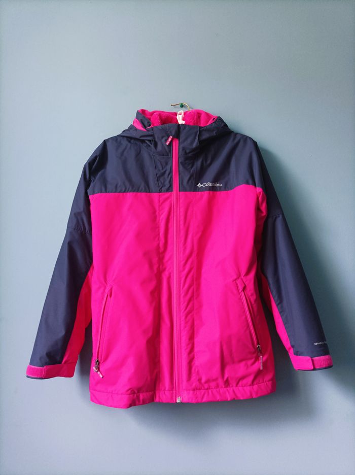 Manteau ski fille 14 ans L columbia polaire rose bleu marine TBE - photo numéro 2