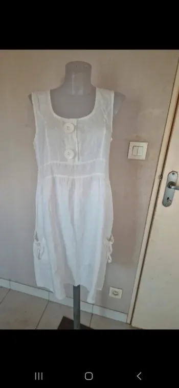 Robe longue blanche 100 %lin made in italy taille m