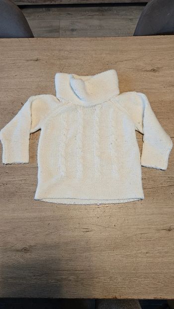 Pull beige clair à manches longues et col large, Palomino, 5 ans