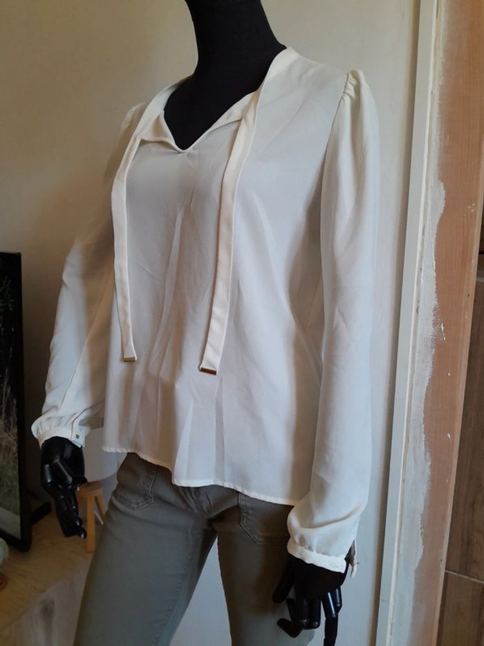 Blouse blanche manches longues avec noeud T36 - photo numéro 6