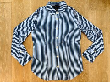 Chemise fille Polo Ralph Lauren 8 ans rayée bleu blanc petit poney