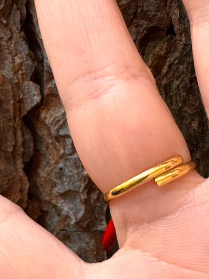 Bague réglable acier inoxydable or cornes piment résine rouge et acier inoxydable or - photo numéro 4