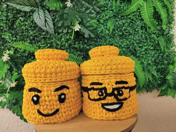 Panier au crochet en Trapilho  style Lego
