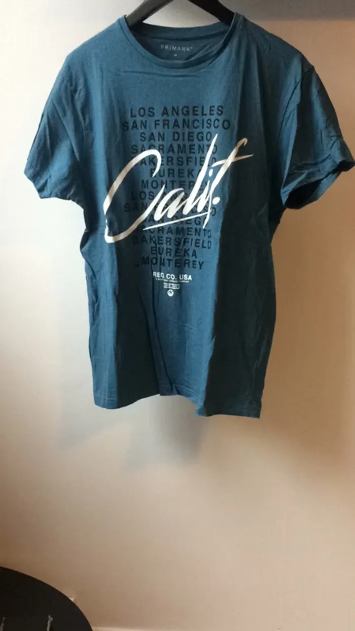 T shirt imprimé bleu vert - photo numéro 2