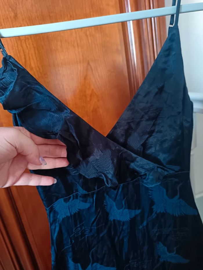 Robe longue bleue oiseaux Easy Wear XS - photo numéro 4