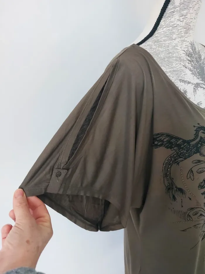 T-shirt "No Excuse" léger kaki - photo numéro 3