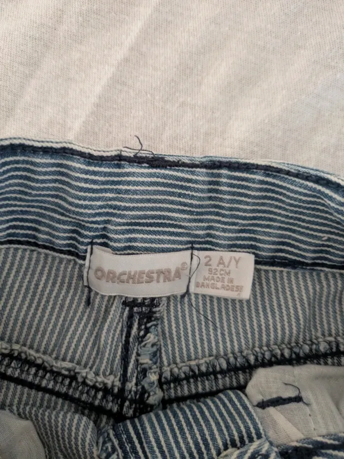 Short en jean rayé Orchestra - 2 ans (Taché / Idéal activités 🎨) - photo numéro 3