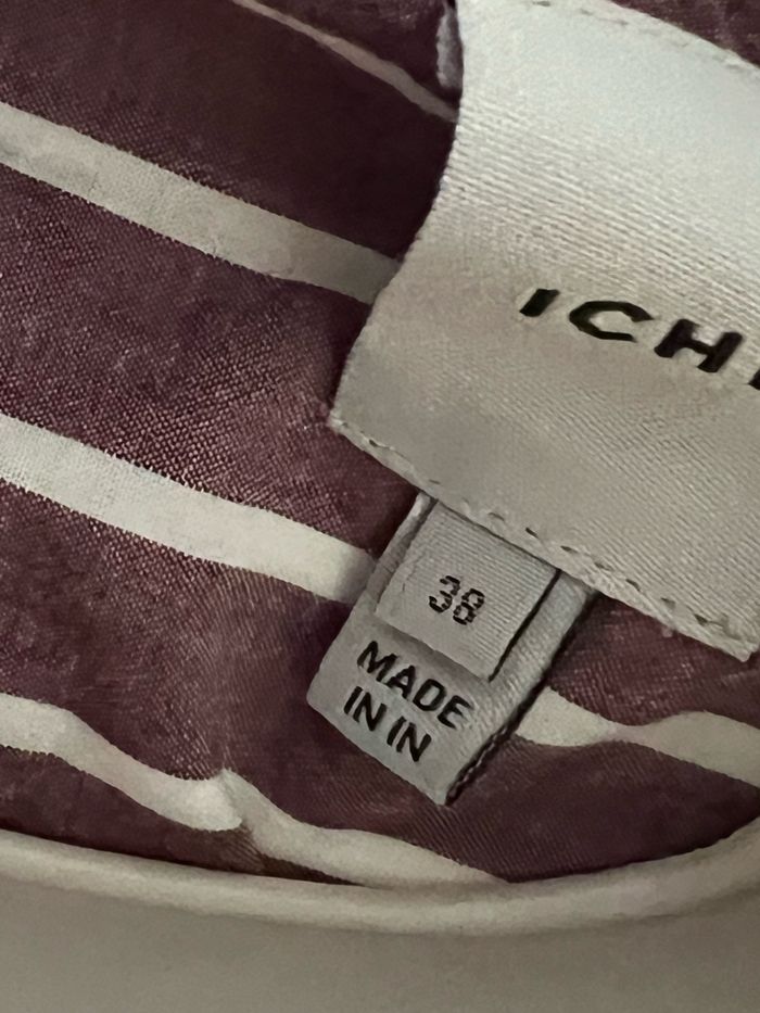 Chemise ichi taille 38 rayures prune blanche - photo numéro 9