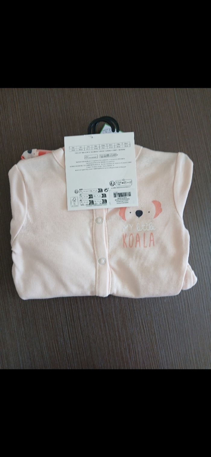 Lot de deux pyjamas koala fille pieds antidérapant 12 mois - photo numéro 2