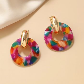 🌈 Boucles d’oreilles multicolores rondes – Neuf