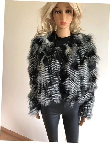 Manteau noir et gris neuf en fausse fourrure Noémie & Co taille S/M (valeur 63€)