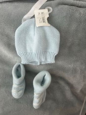 Ensemble bonnet et chausson en laine mixte bébé