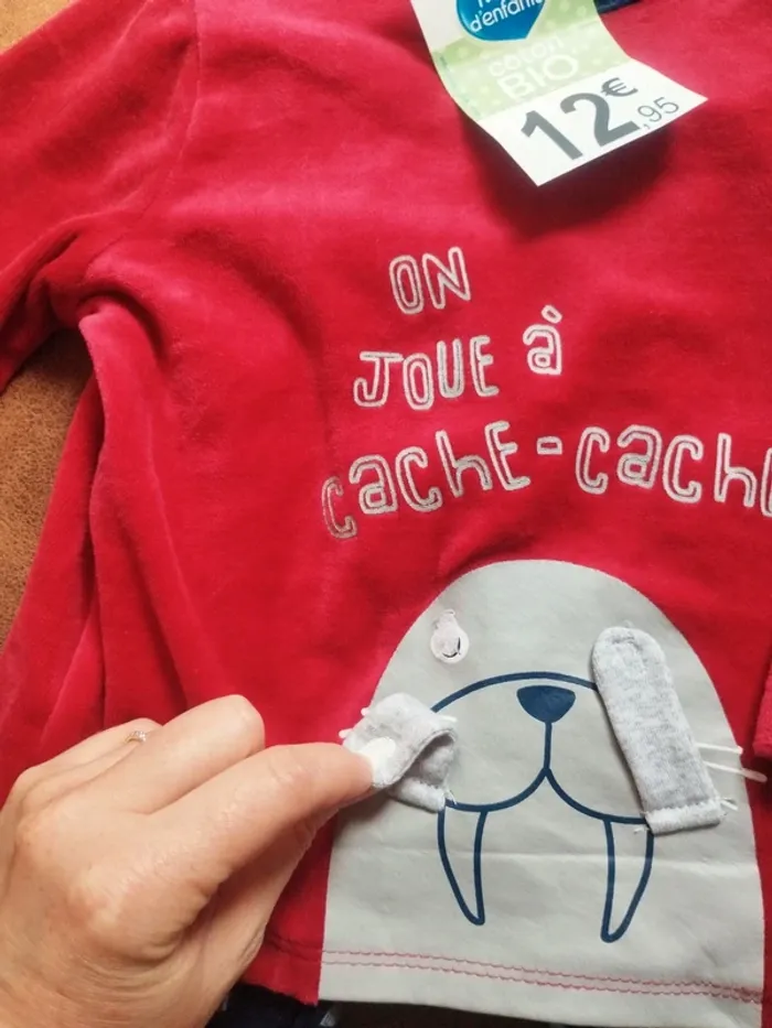 Pyjama velours 2 pièces garçon 12 mois neuf - photo numéro 2